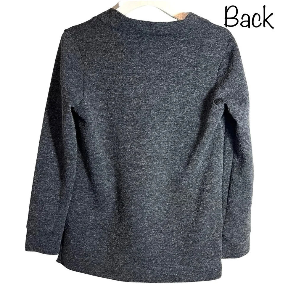 Madewell Slate Charcoal Gray Knit Popover Deep Plunging V-Neck Sweater Size M
